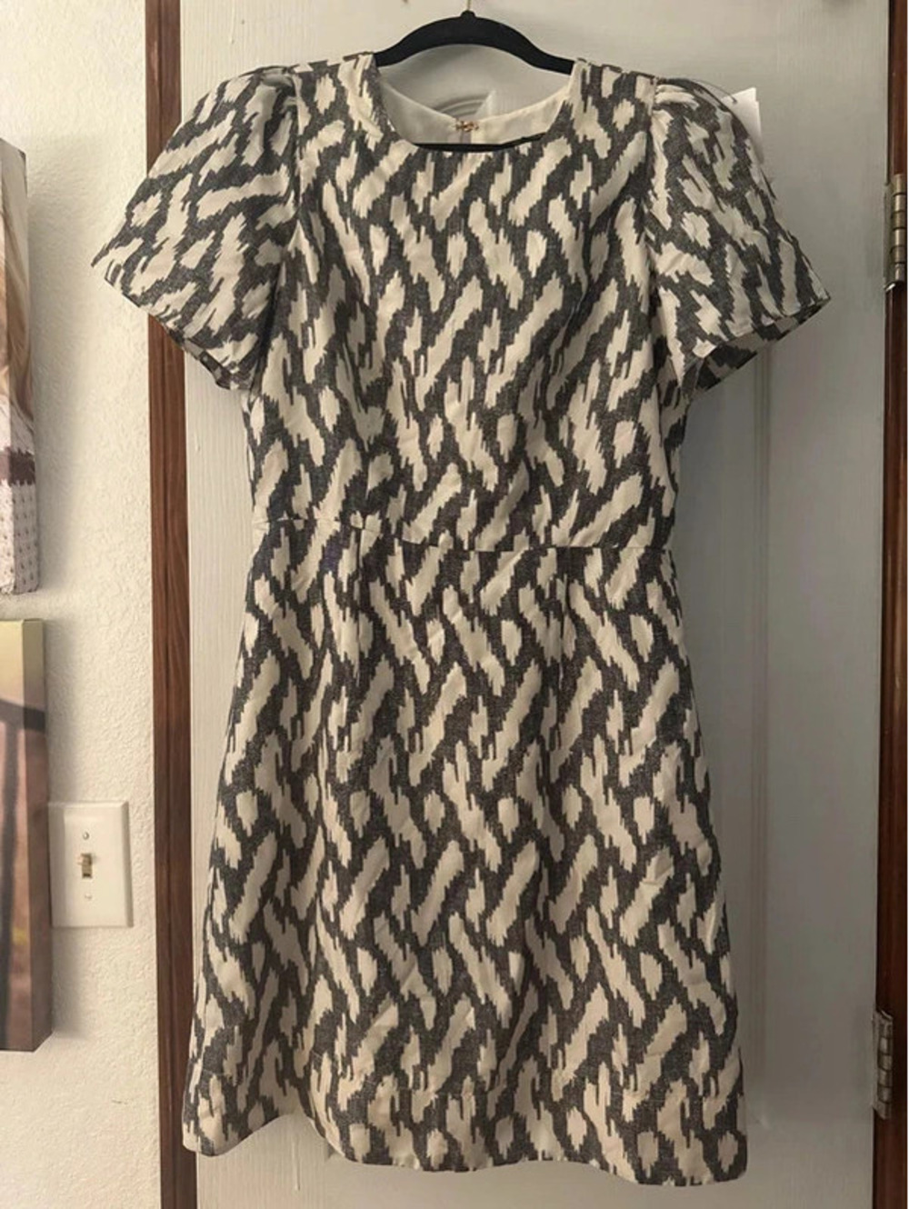 J Crew Black and Ivory print dress Size 00
